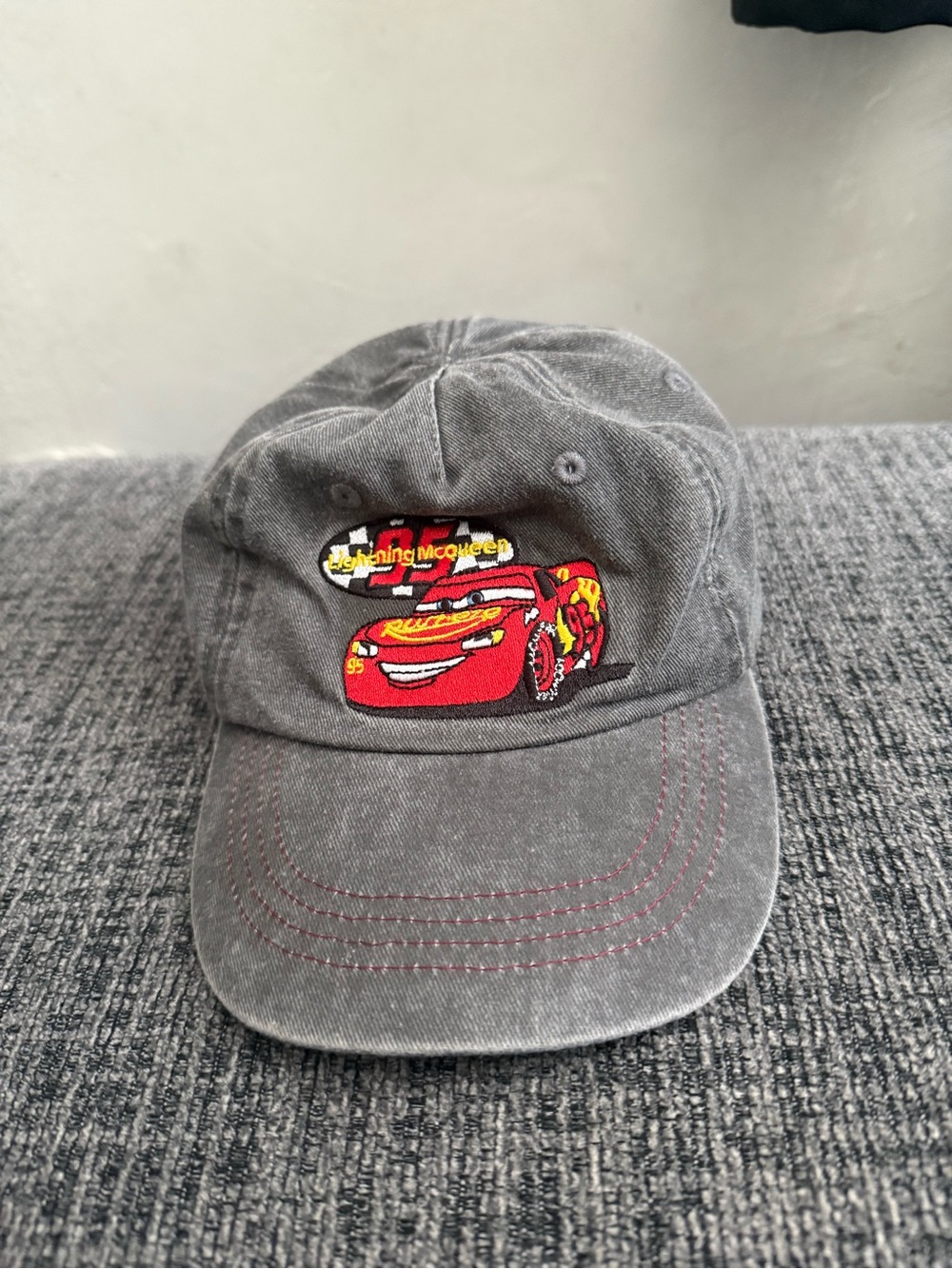 Zara Kids Gray Cap with Red Lightning Car Patch